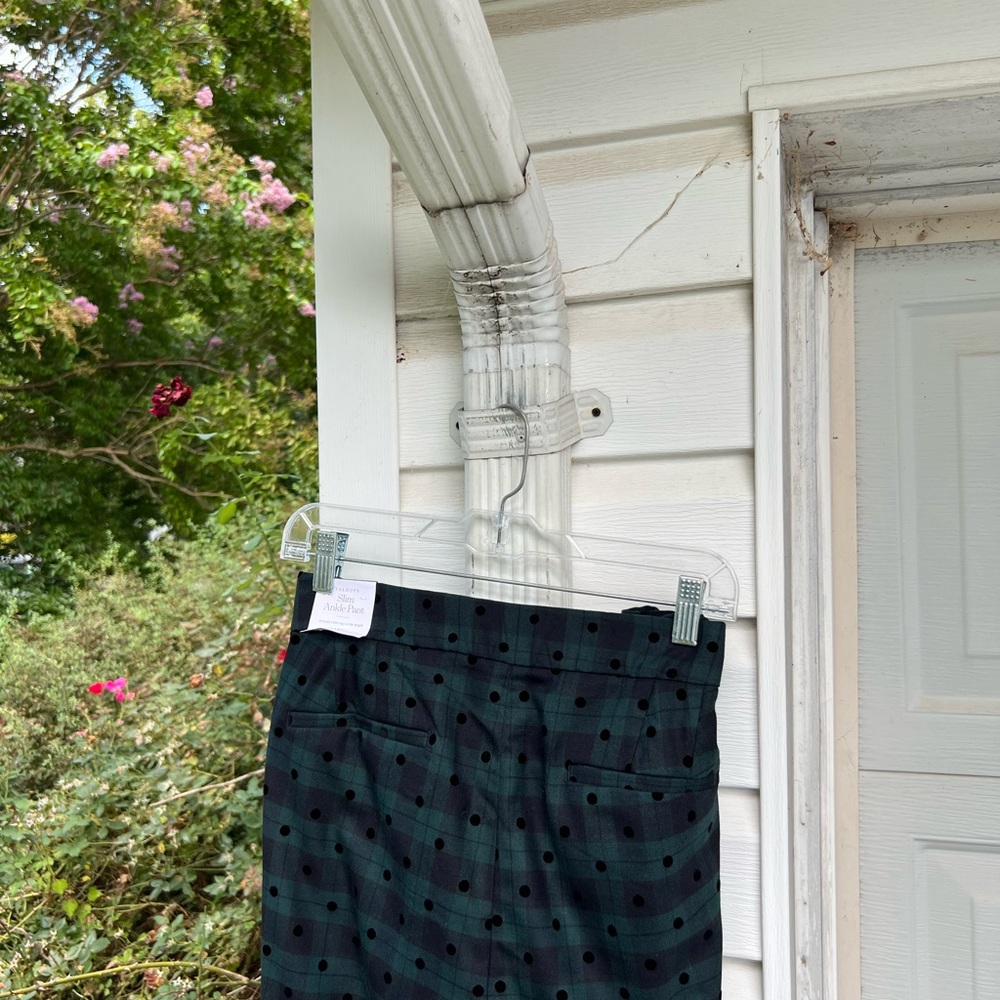 NWT Talbots Fun Blackwatch Plaid Black Polka Dot Wool Blend Ankle Pants - Picture 4 of 6